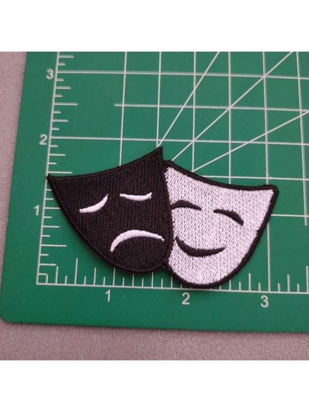 2/$10 Black and White Comedy Tragedy Mask Patch